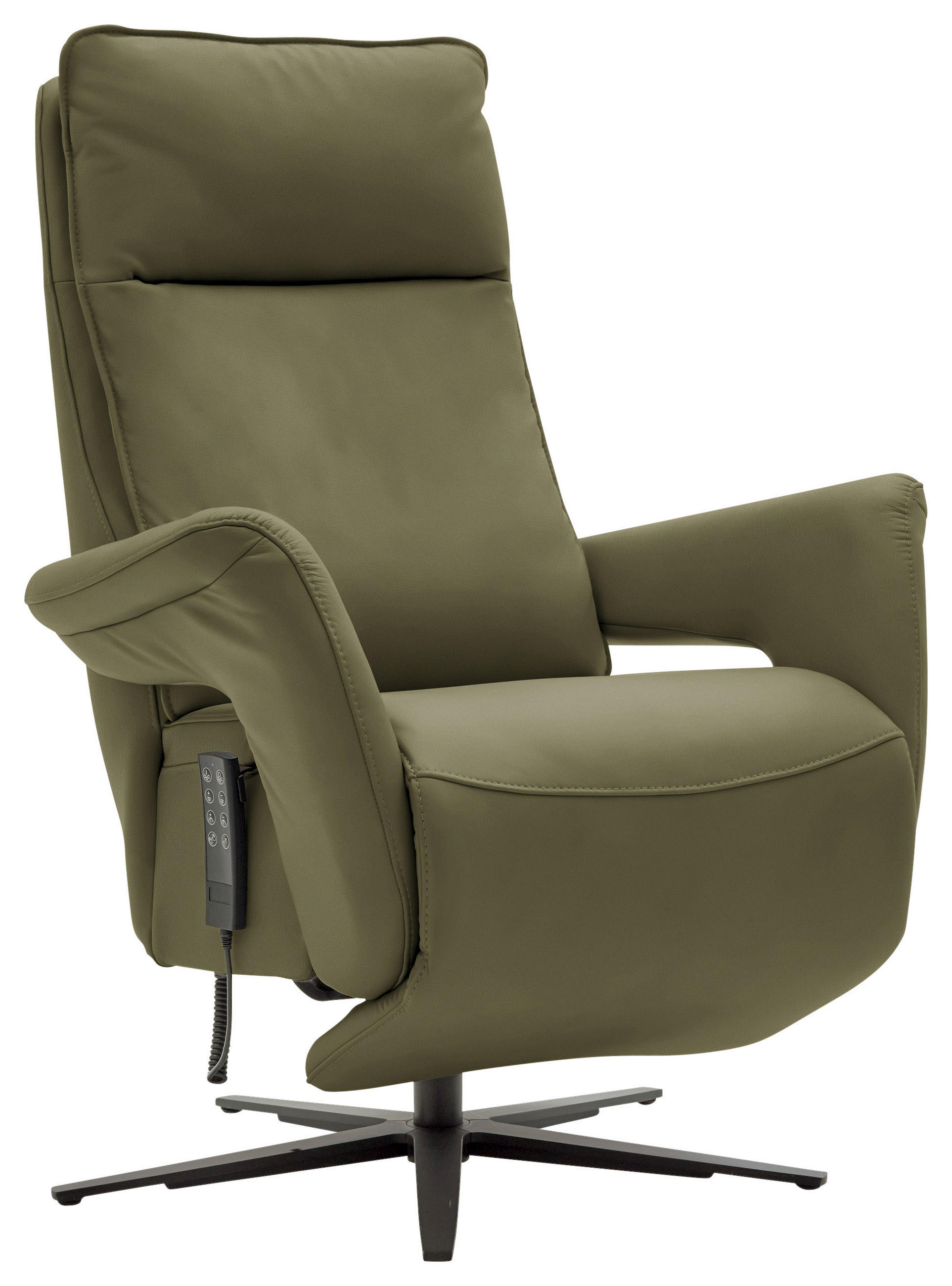 RELAXSESSEL in Leder Grün  - Schwarz/Grün, Design, Leder/Metall (83/116/87cm) - Valdera