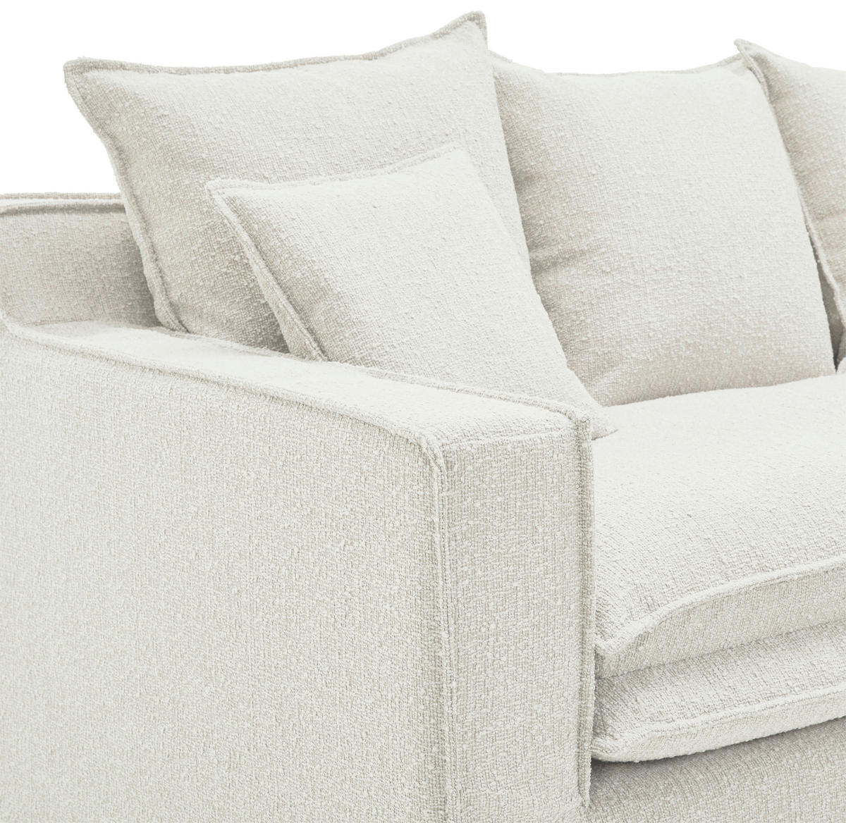 HUSSEN-3-SITZER-SOFA in Bouclé Weiss  - Weiss/Schwarz, Trend, Kunststoff/Textil (227/92/105cm) - Livetastic