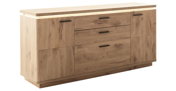 SIDEBOARD Eichefarben Einlegeböden, Oberplattenbeleuchtung  - Eichefarben/Anthrazit, KONVENTIONELL, Holzwerkstoff/Metall (170/81/44cm) - Cantus