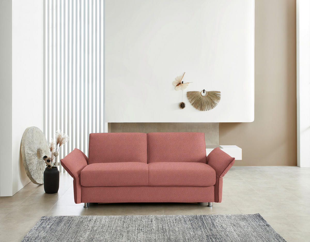 SCHLAFSOFA  in Flachgewebe Lachsfarben  - Chromfarben/Lachsfarben, Design, Textil/Metall (194-234/88/101cm) - Bali