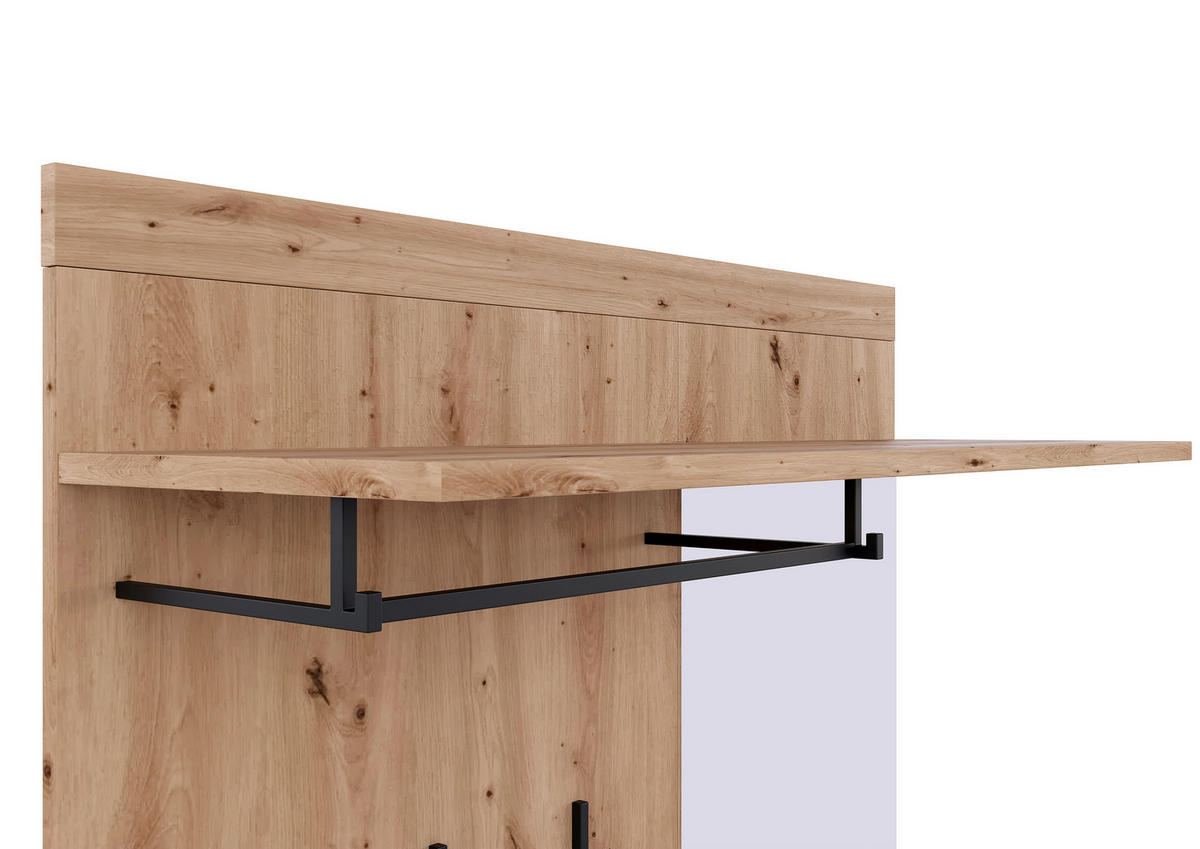 GARDEROBE  in 100/202/40 cm  - Graphitfarben/Eiche Artisan, Design, Glas/Holzwerkstoff (100/202/40cm) - home24