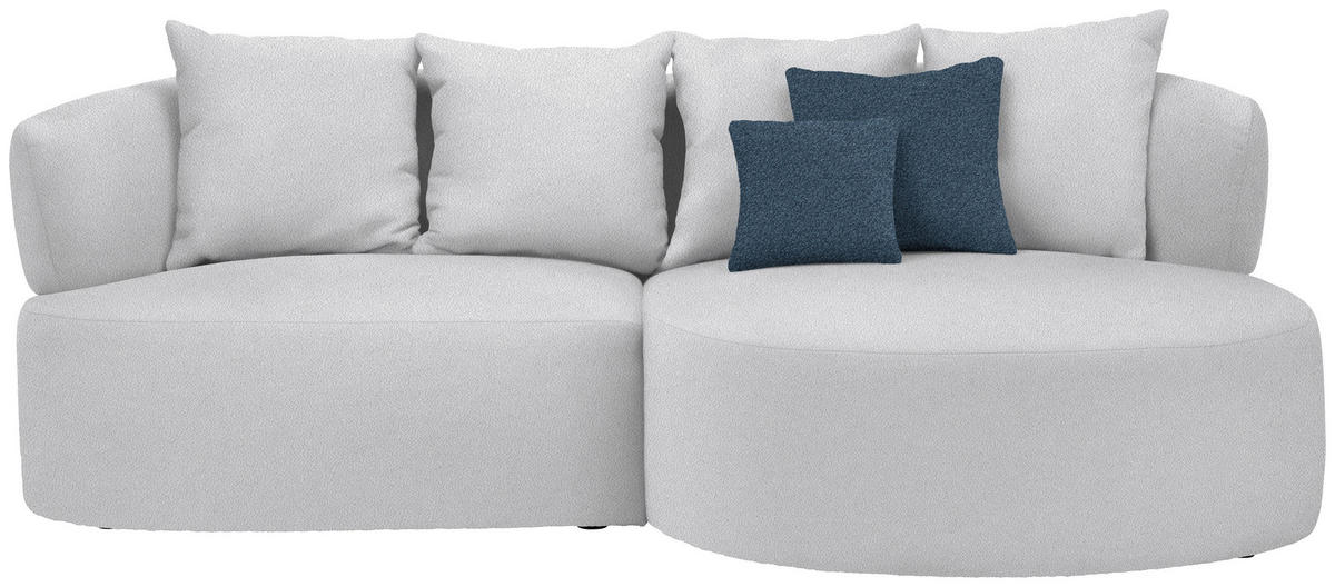 ECKSOFA in Plüsch Hellgrau  235/166 cm  - Hellgrau/Schwarz, MODERN, Kunststoff/Textil (235/166cm) - Hom`in