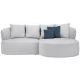 ECKSOFA in Plüsch Hellgrau  235/166 cm  - Hellgrau/Schwarz, MODERN, Kunststoff/Textil (235/166cm) - Hom`in