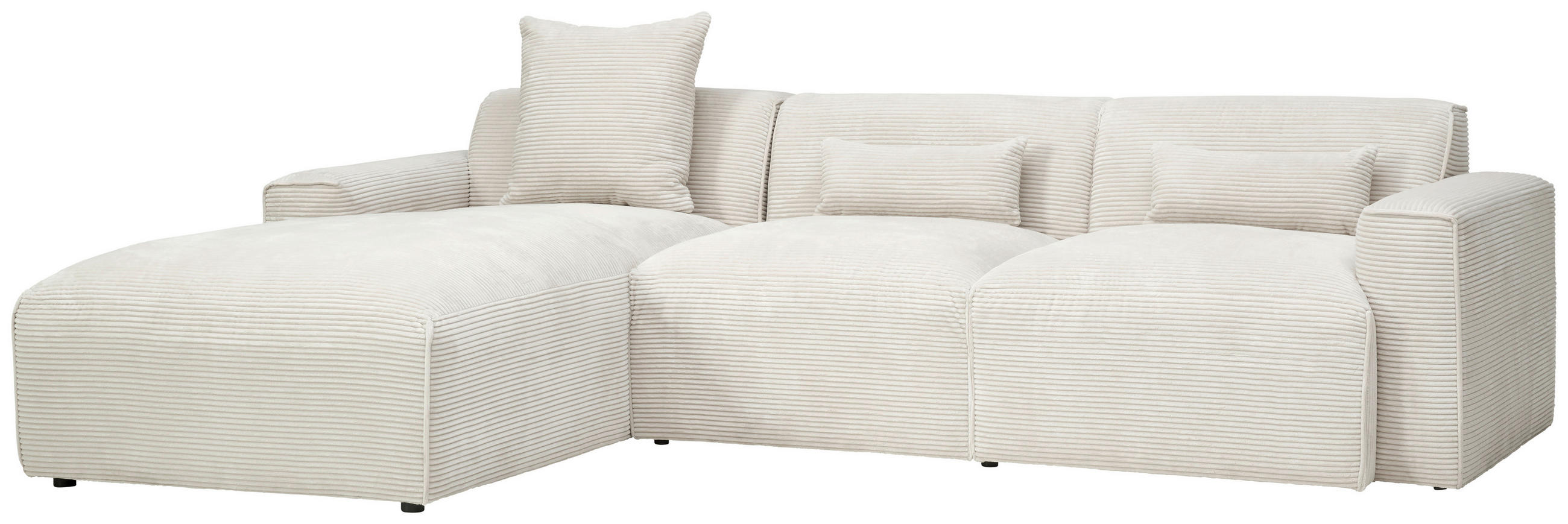 ECKSOFA Beige Cord  - Beige/Schwarz, Design, Kunststoff/Textil (196/303cm) - Livetastic