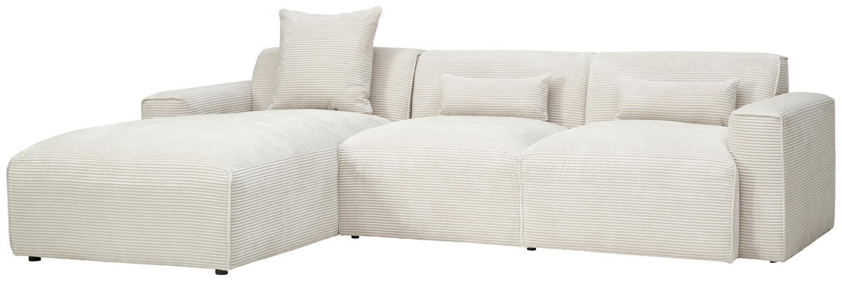 ECKSOFA in Cord Beige   - Beige/Schwarz, Design, Kunststoff/Textil (196/303cm) - Livetastic