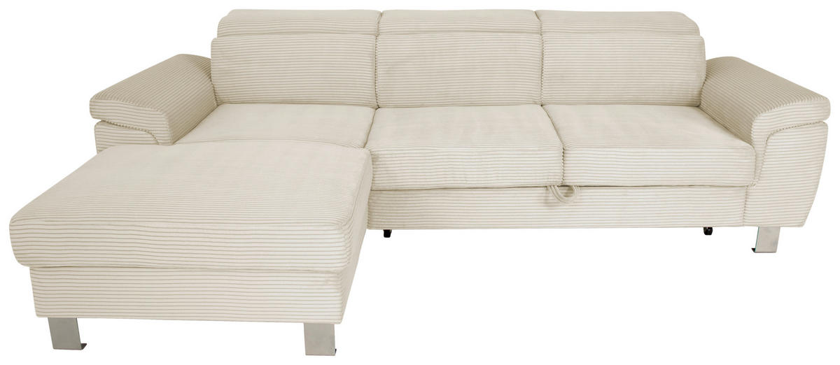 ECKSOFA in Cord Naturfarben  - Silberfarben/Naturfarben, Design, Textil/Metall (167/250cm) - Xora