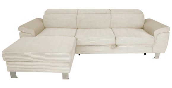 ECKSOFA inkl. Funktionen in Cord Naturfarben  - Silberfarben/Naturfarben, Design, Textil/Metall (167/250cm) - Xora