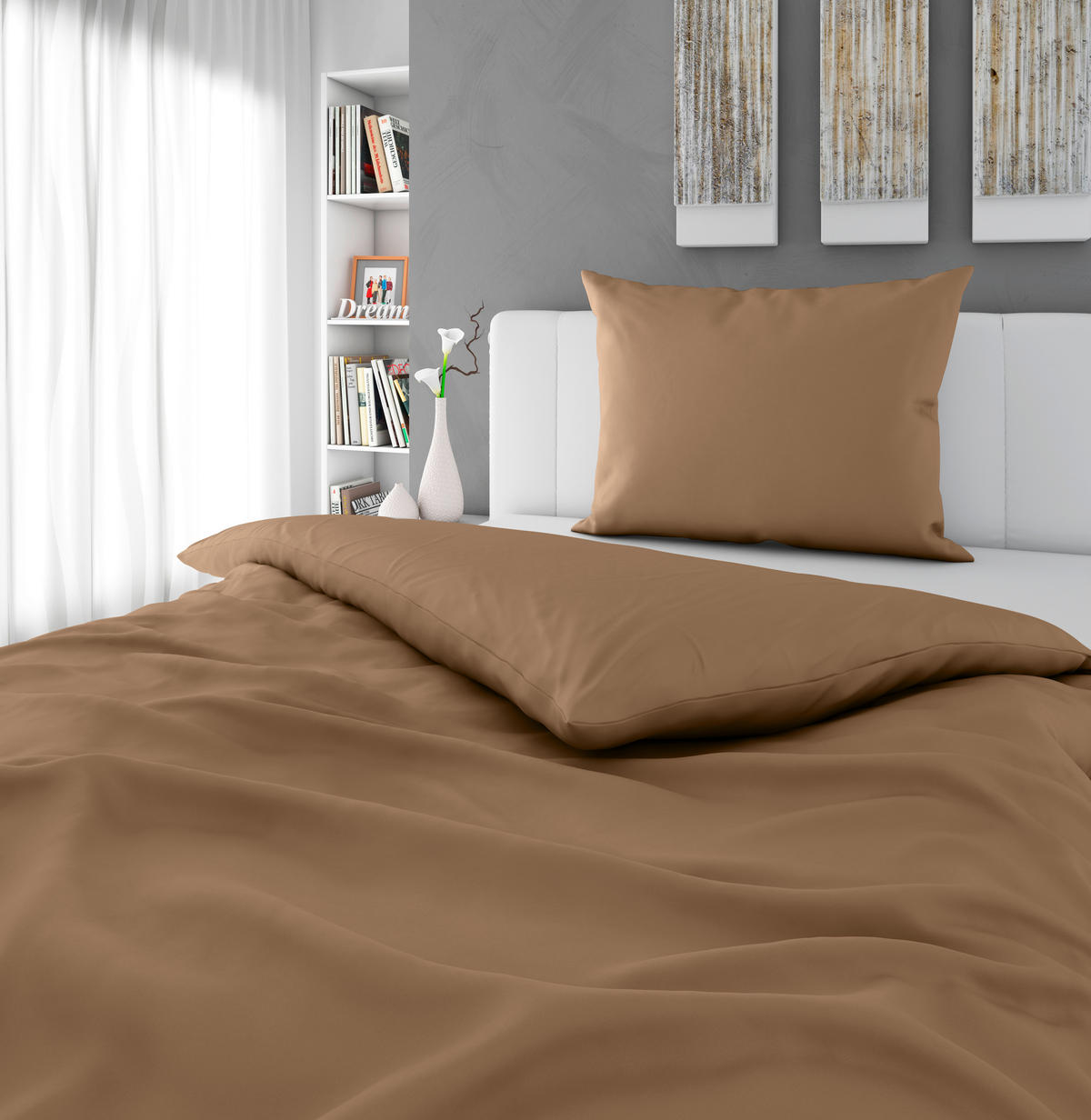 BETTWÄSCHE 2-teilig Renforcé 140/200 cm  - Braun, Basics, Textil (140/200cm) - Esposa