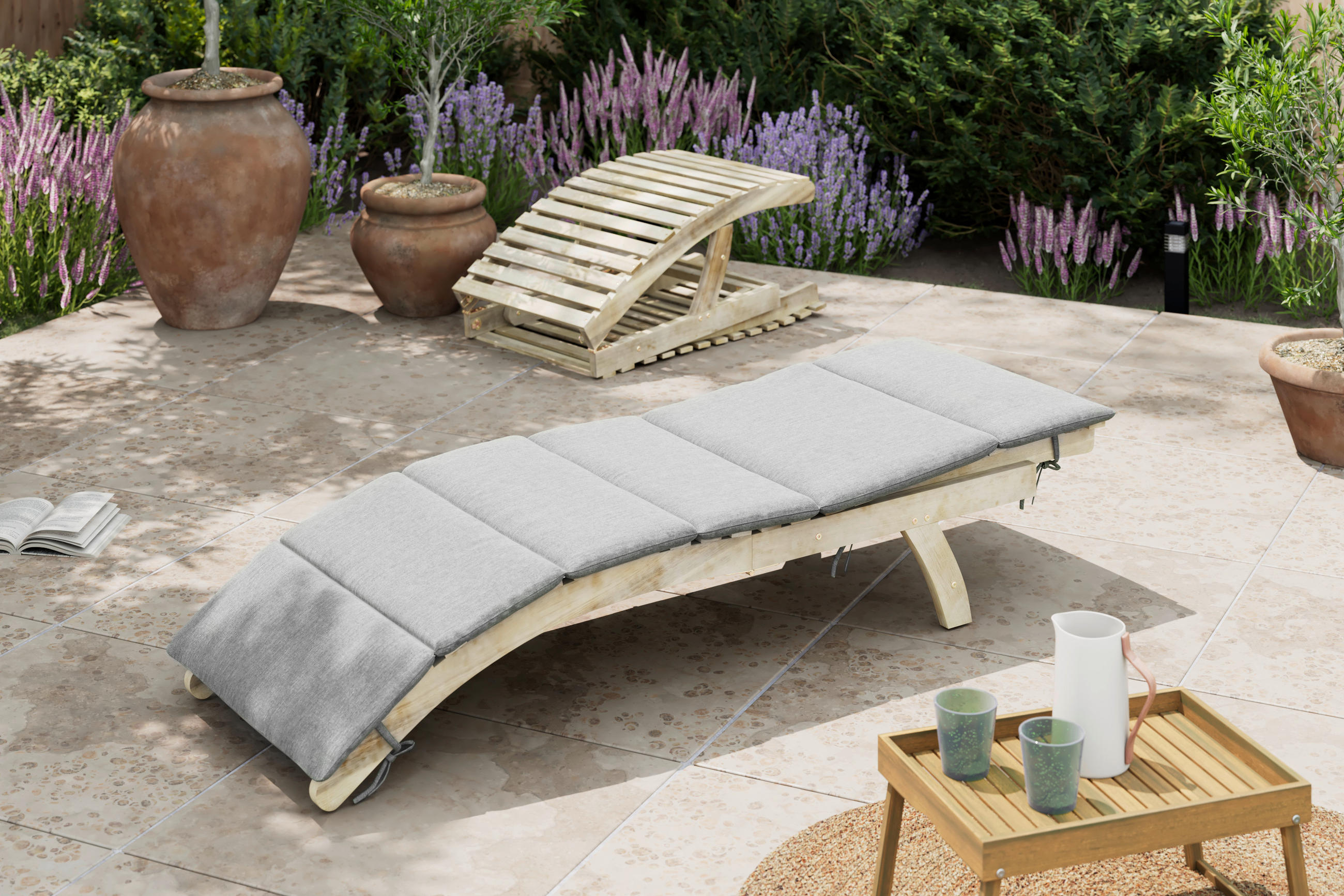 GARTENLIEGE 170/55/54 cm  - Akaziefarben, Natur, Holz/Kunststoff (170/55/54cm) - Ambia Garden