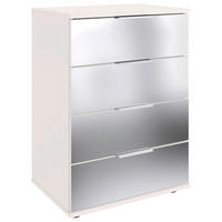 NACHTSCHRANK 52/74/38 cm, Klar, Weiß,  - Klar/Schwarz, MODERN, Glas/Holzwerkstoff (52/74/38cm) - P & B