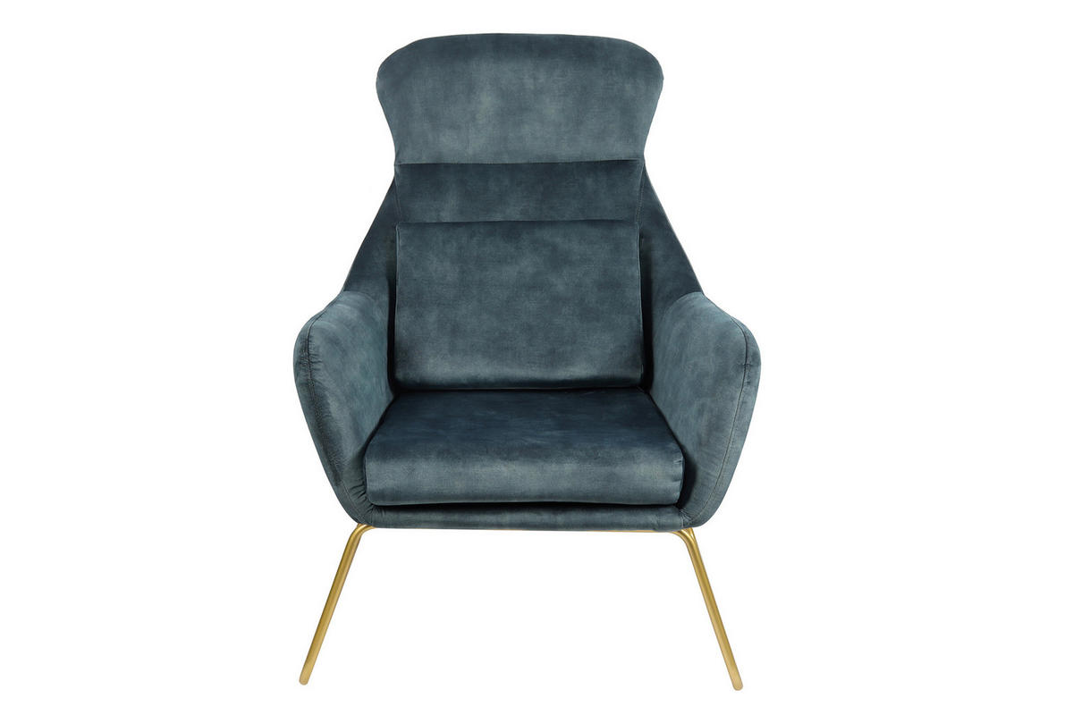 SESSEL in Samt, Velours Blau  - Blau/Messingfarben, MODERN, Textil/Metall (73/102/80cm) - Livetastic