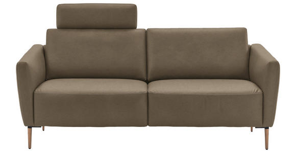 2-SITZER-SOFA  in Echtleder Hellbraun   - Hellbraun/Eichefarben, Natur, Leder/Holz (207/86/87cm) - Valnatura