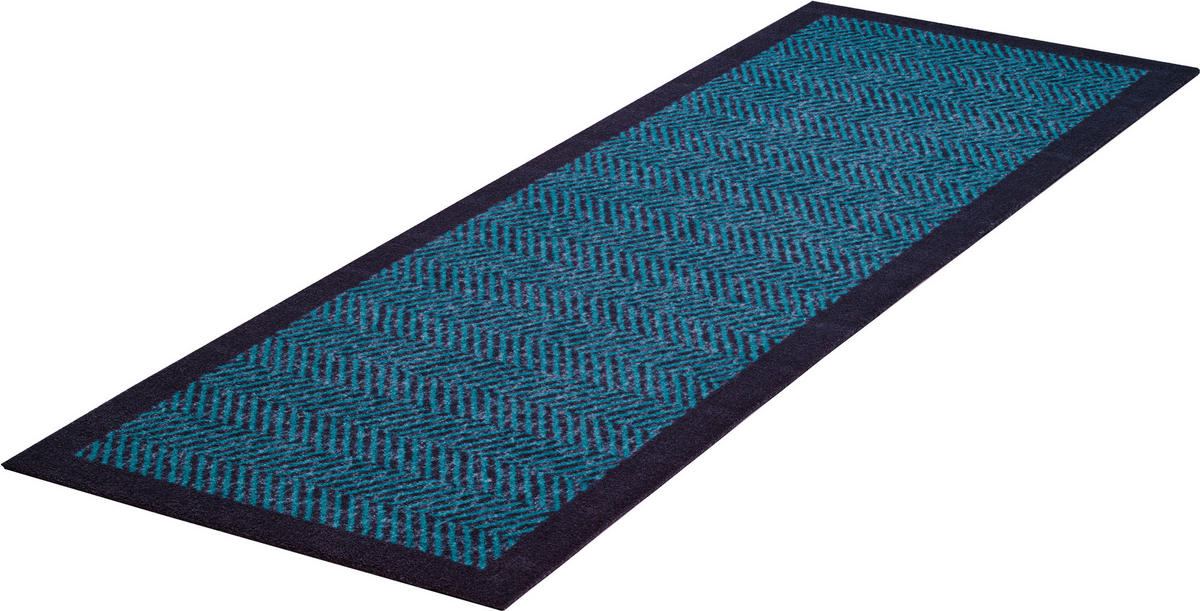 LÄUFER 60/180 cm Herringbone Blau, Schwarz  - Blau/Schwarz, Design, Kunststoff/Textil (60/180cm) - Grund
