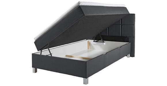 BOXBETT 120/200 cm in Anthrazit - Anthrazit/Alufarben, KONVENTIONELL, Kunststoff/Textil (120/200cm) - Carryhome