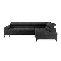 ECKSOFA Schwarz Bettkasten, Rücken echt, Kopfteilverstellung  - Schwarz, Trend, Kunststoff/Textil (261/203cm) - Livetastic