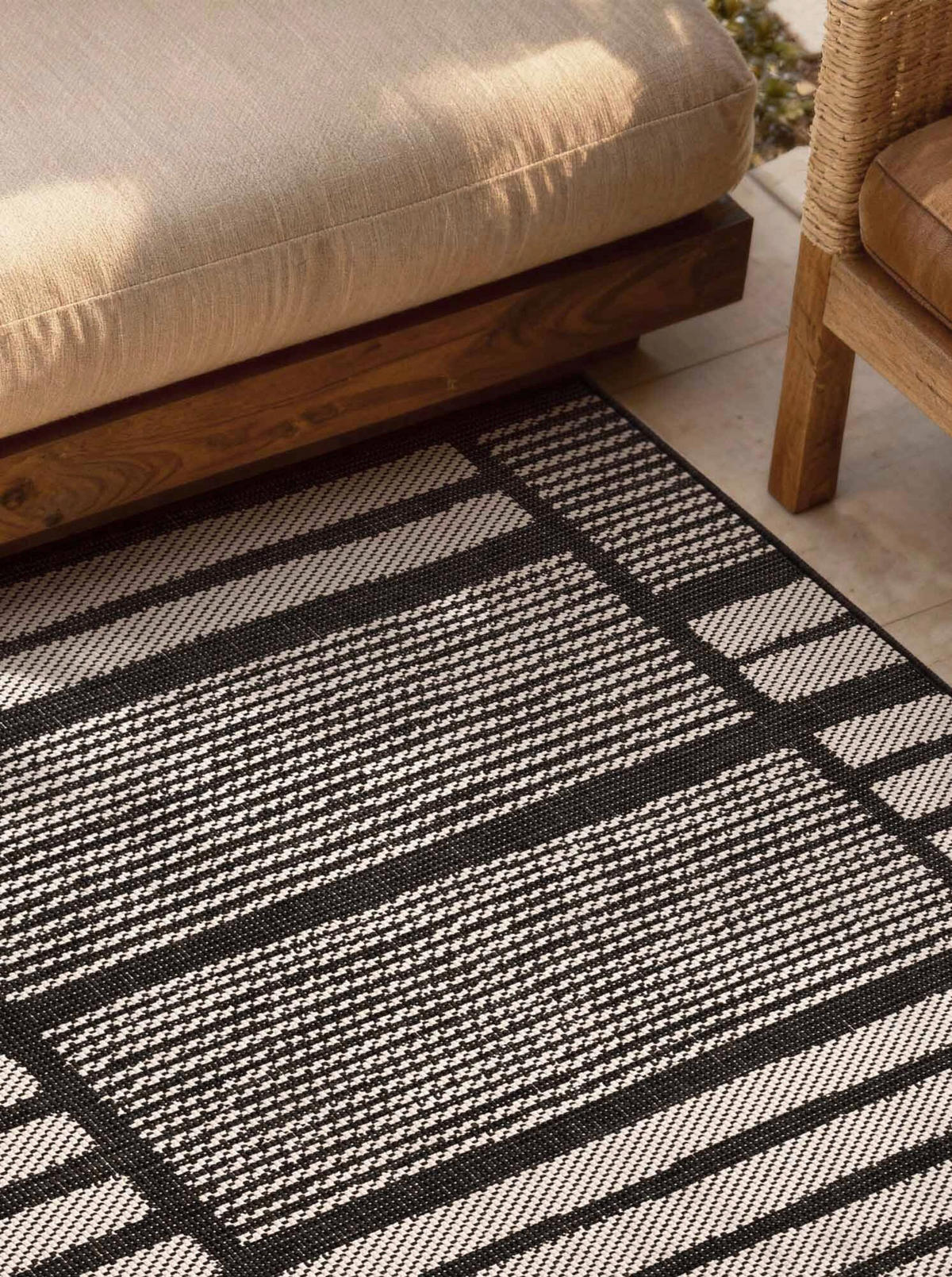 FLACHWEBETEPPICH 160/230 cm Haringey Schwarz, Weiß rechteckig  - Schwarz/Weiß, Design, Kunststoff (160/230cm)