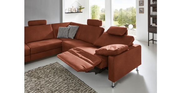 ECKSOFA in Mikrofaser Rotbraun 242/275 cm - Rotbraun/Alufarben, Design, Textil/Metall (242/275cm) - Dieter Knoll
