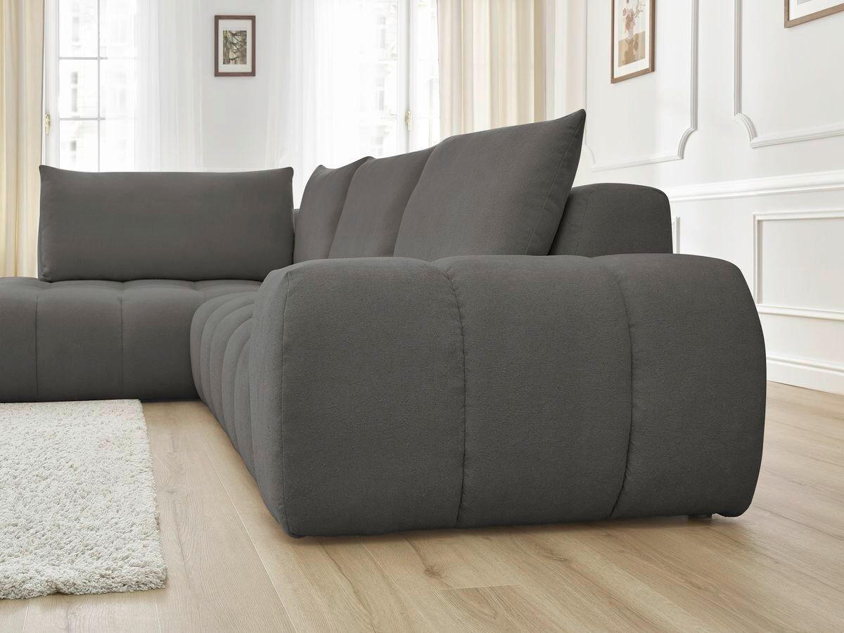 ECKSOFA Ottomane links  EVEREST Dunkelgrau Struktur  - Dunkelgrau/Schwarz, MODERN, Kunststoff/Textil (210/352cm)