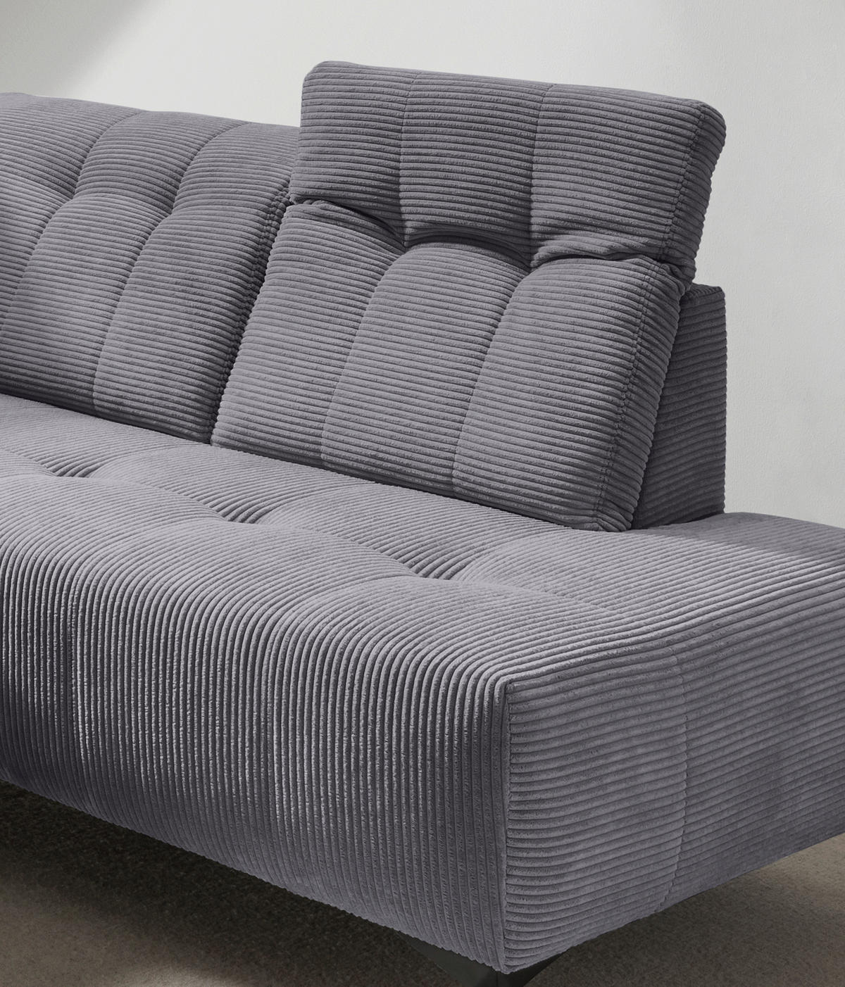 ECKSOFA in Cord Grau  - Schwarz/Grau, Modern, Textil/Metall (272/200cm) - Livetastic