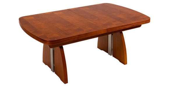 COUCHTISCH Kirschbaum furniert 125-245/75/55-74 cm rechteckig Silberfarben, Kirschbaumfarben  - Kirschbaumfarben/Silberfarben, KONVENTIONELL, Holz/Metall (125-245/75/55-74cm) - Venda