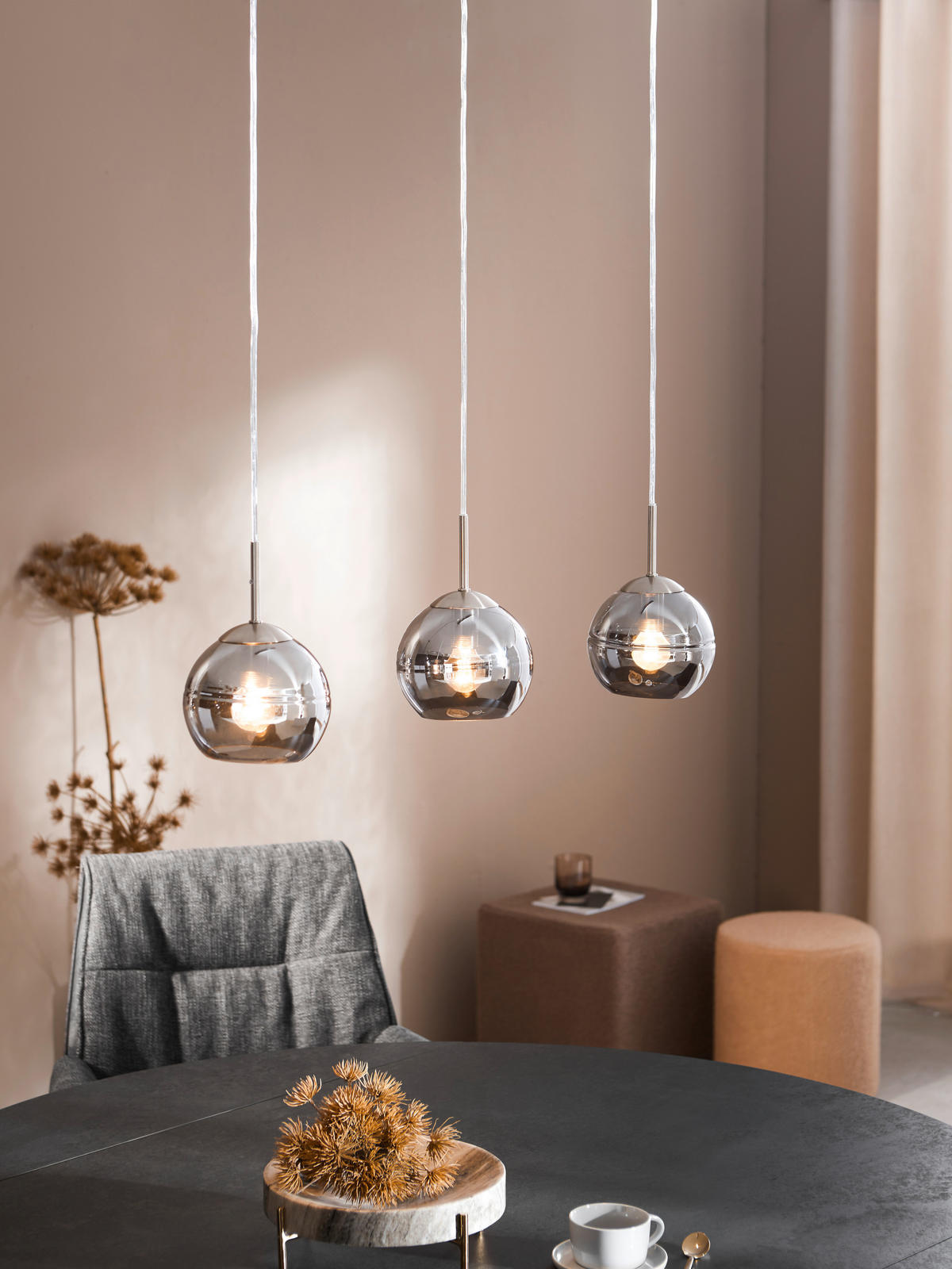 HÄNGELEUCHTE 75/16/150 cm   - Silberfarben/Schwarz, Design, Glas/Metall (75/16/150cm) - Villeroy & Boch