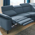 ECKSOFA in Echtleder Blau  - Blau/Schwarz, Design, Leder/Metall (285/239cm) - Cantus