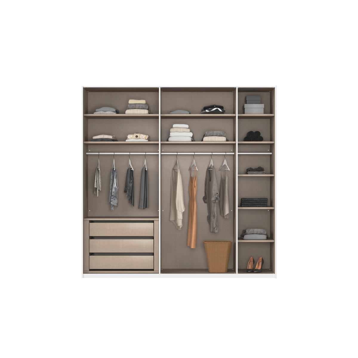 SCHWEBETÜRENSCHRANK - Eichefarben/Weiß, Design, Glas/Holzwerkstoff (226/223/68cm) - Xora
