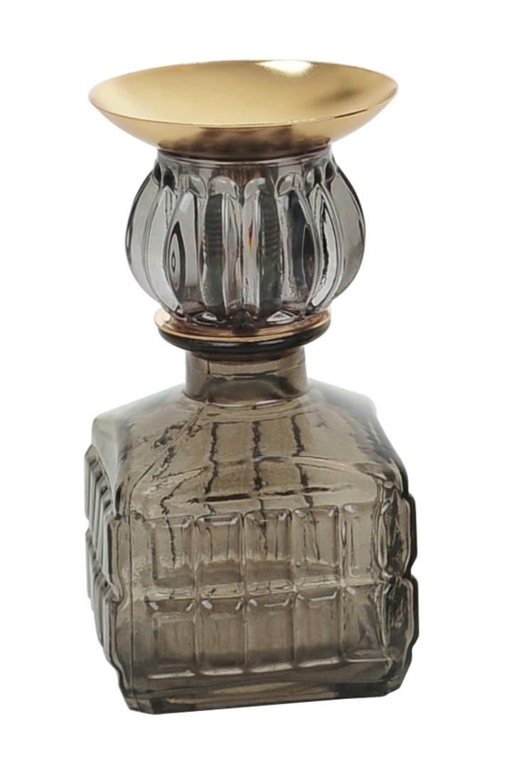 LJUSLYKTA - brun/guldfärgad, Basics, glas (9/18cm)