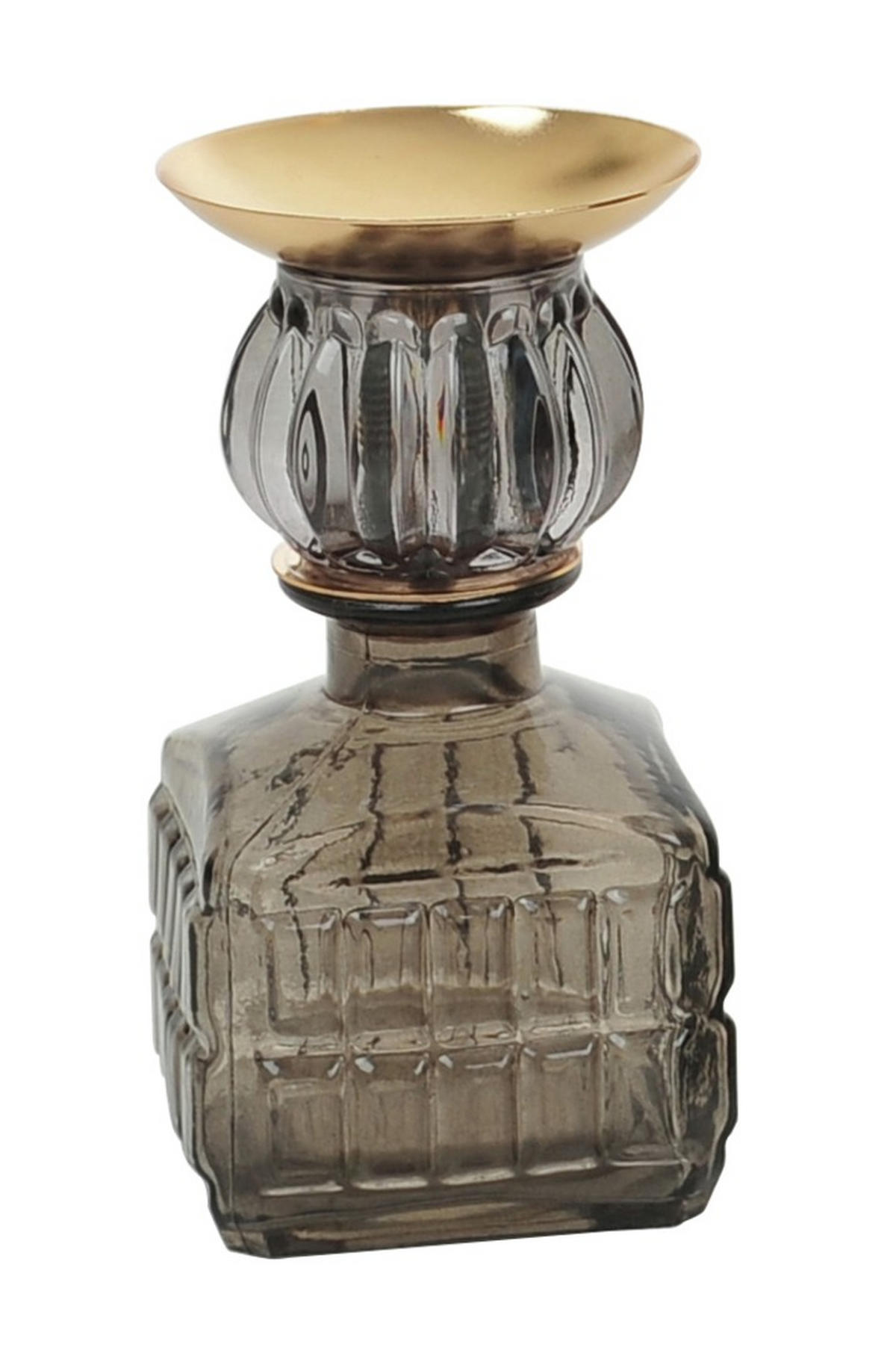 LJUSLYKTA - brun/guldfärgad, Basics, glas (9/18cm)