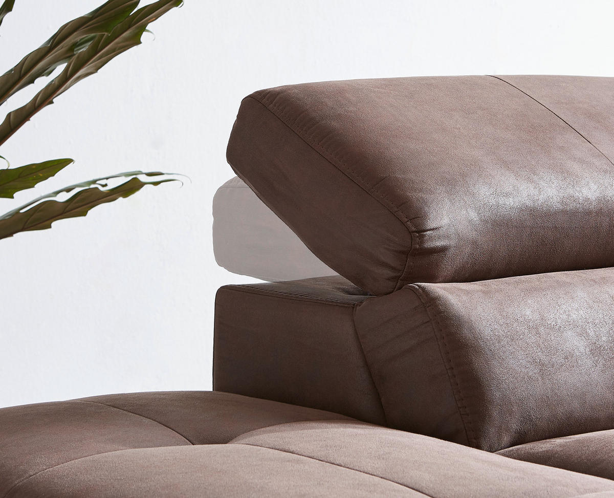 ECKSOFA Braun Webstoff  - Schwarz/Braun, Natur, Holz/Textil (226/282cm) - Novel