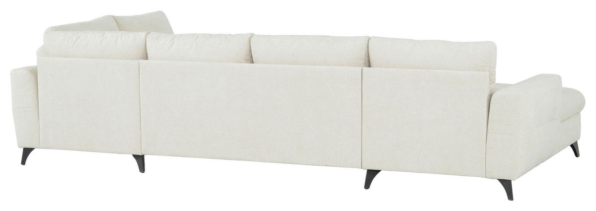 WOHNLANDSCHAFT Beige Chenille  - Beige/Schwarz, KONVENTIONELL, Textil/Metall (188/340/160cm) - Xora