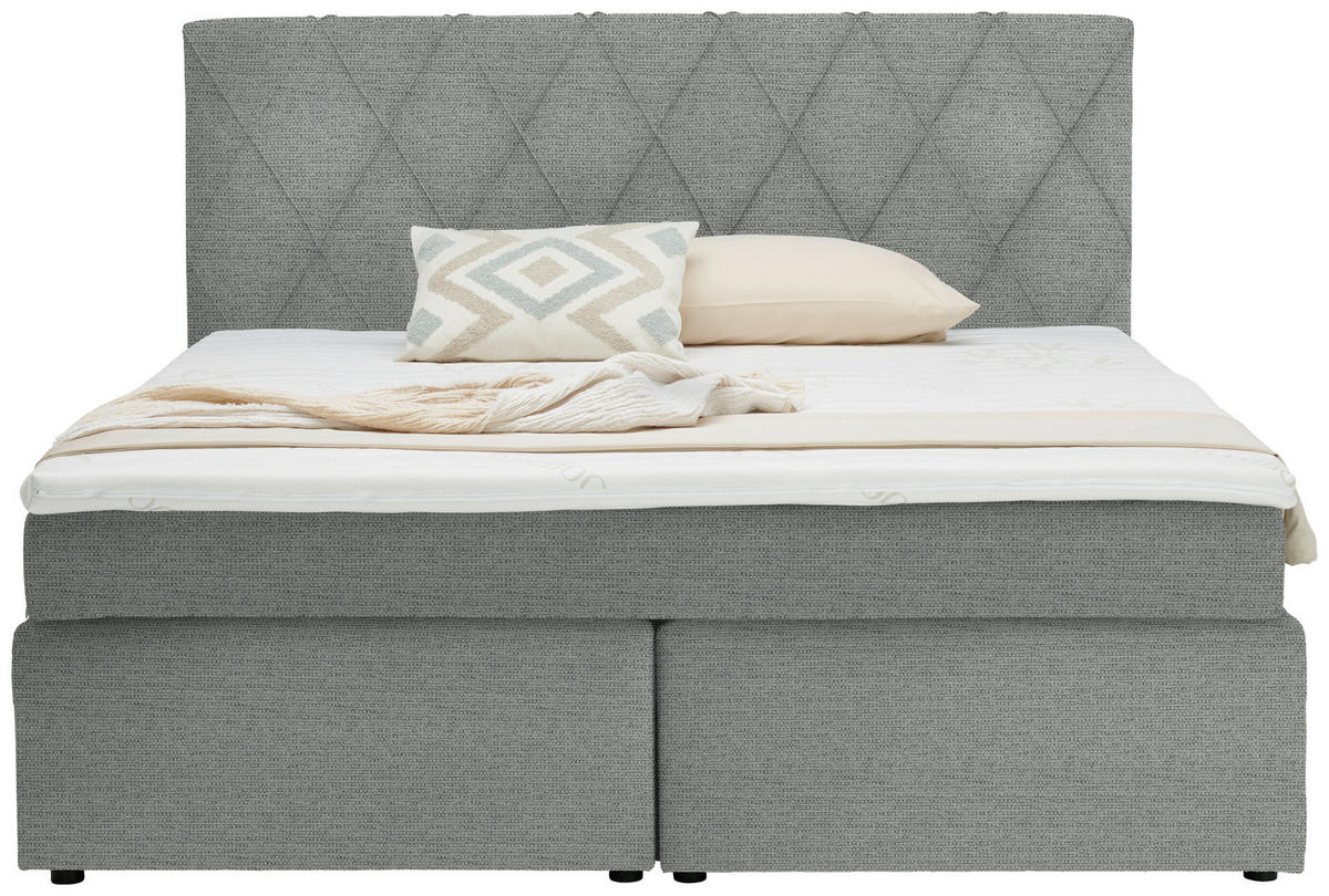 BOXSPRINGBETT 160/200 cm  in Silberfarben  - Silberfarben/Schwarz, Design, Holzwerkstoff/Kunststoff (160/200cm) - Xora