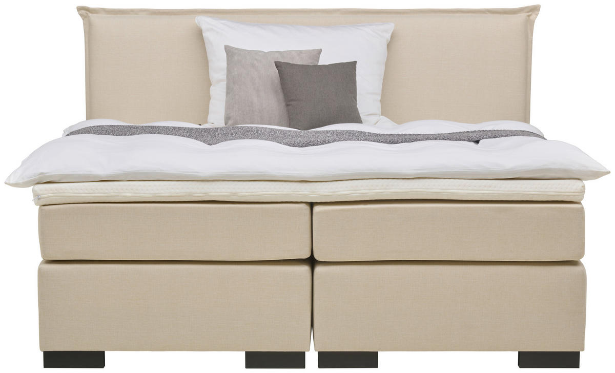BOXSPRINGBETT 180/200 cm  in Beige  - Beige/Schwarz, MODERN, Karton/Holz (180/200cm) - MID.YOU