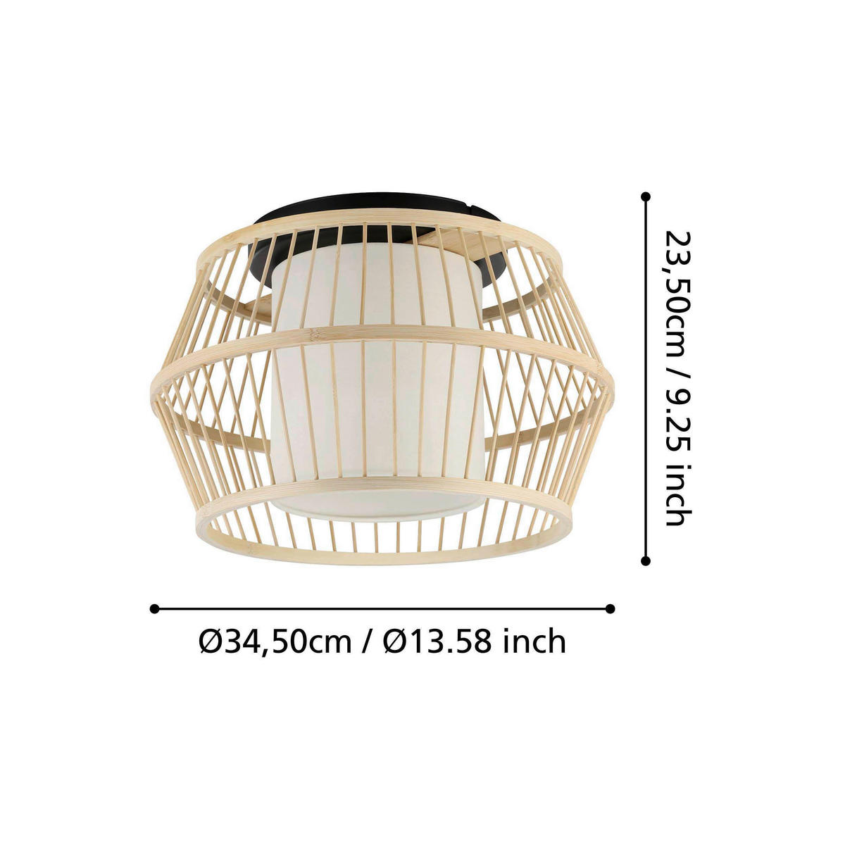 DECKENLEUCHTE  34,5/23,5 cm    - Schwarz/Naturfarben, Natur, Holz/Textil (34,5/23,5cm) - Eglo