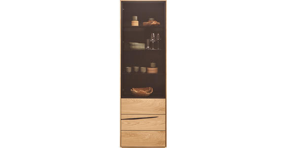 VITRINE  in furniert Wildeiche Schwarz, Eichefarben - Eichefarben/Schwarz, Natur, Glas/Holz (60/192/40cm) - Waldwelt