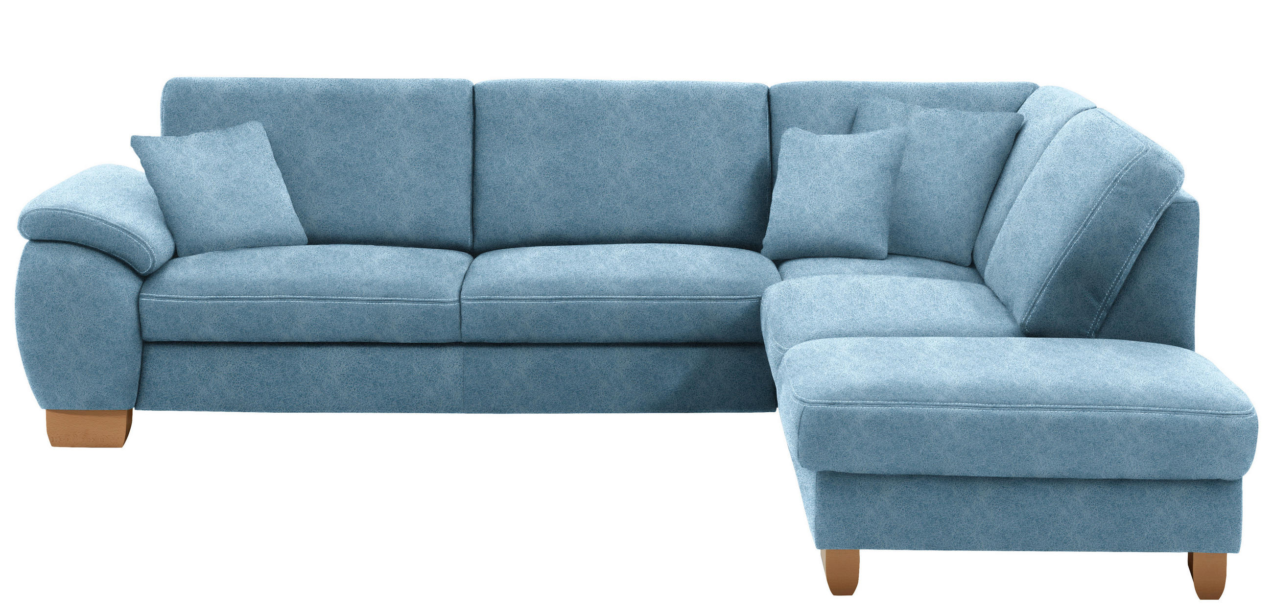 ECKSOFA in Mikrofaser Hellblau  - Wildeiche/Beige, Natur, Holz/Textil (286/236cm) - Voleo