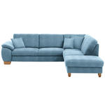 ECKSOFA in Mikrofaser Hellblau  - Wildeiche/Beige, Natur, Holz/Textil (286/236cm) - Voleo