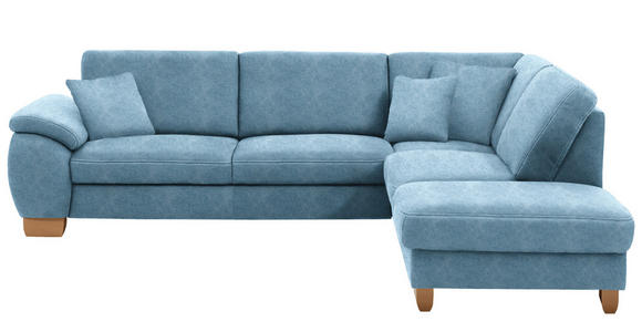 ECKSOFA in Mikrofaser Hellblau  - Wildeiche/Beige, Natur, Holz/Textil (286/236cm) - Voleo