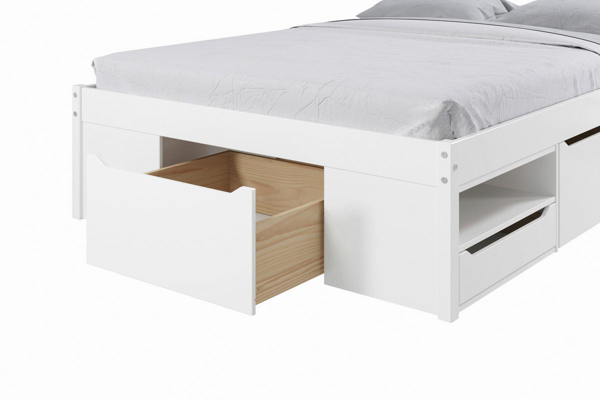 STAURAUMBETT 140/200 cm  in Weiß  - Naturfarben/Weiß, MODERN, Holz/Holzwerkstoff (140/200cm) - MID.YOU