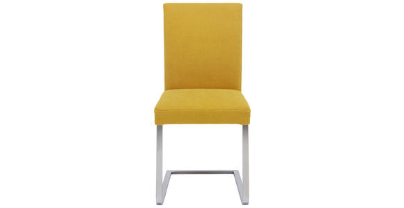 SCHWINGSTUHL in Edelstahl Chenille - Edelstahlfarben/Gelb, Design, Textil/Metall (47/97/60cm) - Moderano