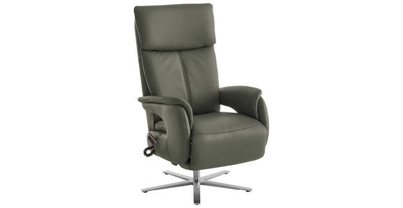 RELAXSESSEL in Leder Grau - Edelstahlfarben/Grau, Design, Leder/Metall (70/124/85cm) - Cantus