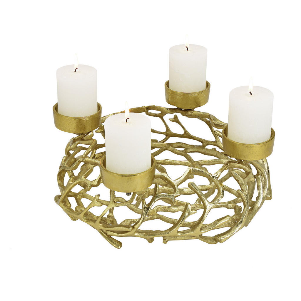Thumbnail - X-Mas Adventskerzenhalter, Gold, Metall, 38x15x38 cm, Dekoration, Weihnachtsdekoration, Winterdeko