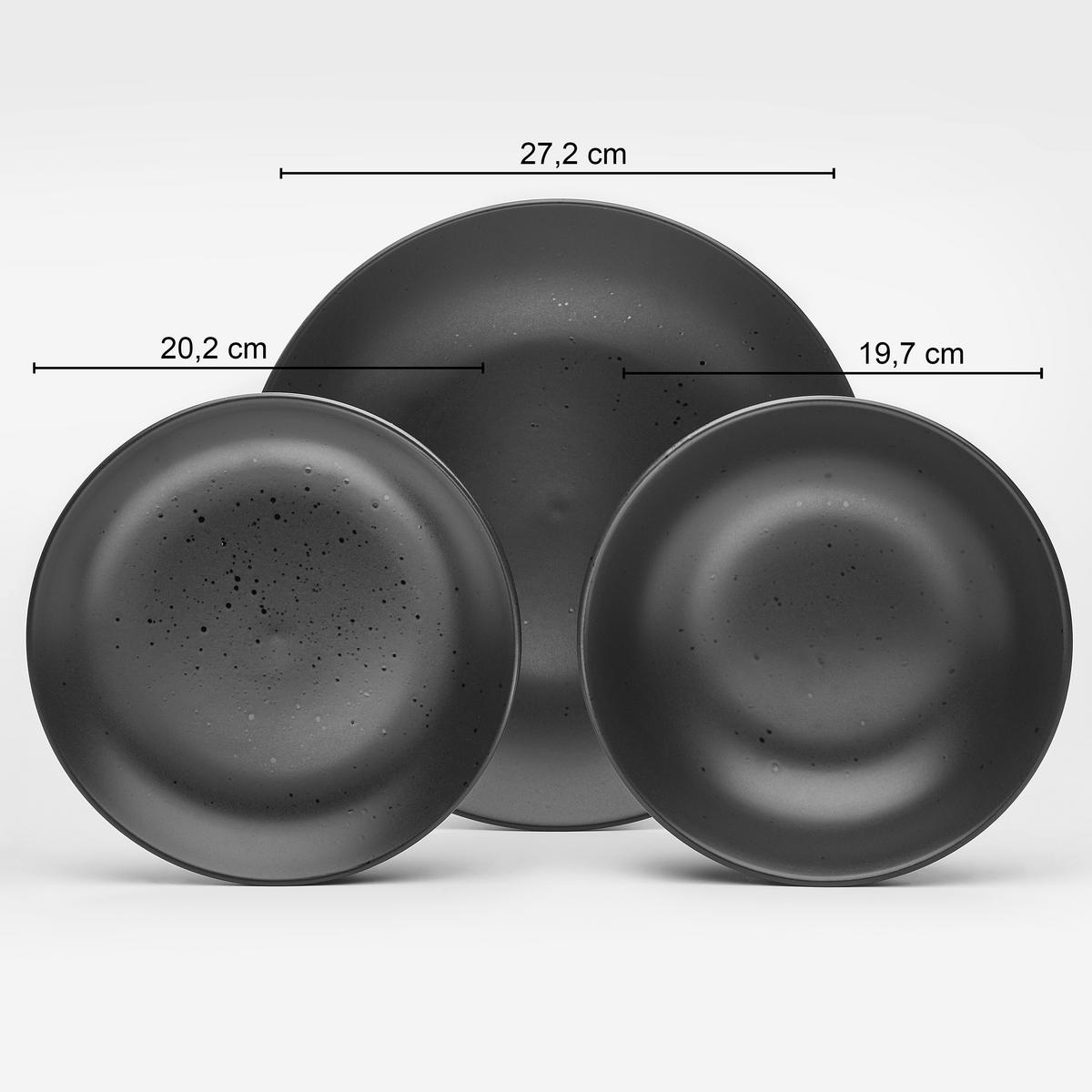 TAFELSERVICE Schwarz Luna 18-teilig  - Schwarz, KONVENTIONELL, Keramik (200null) - Van Well