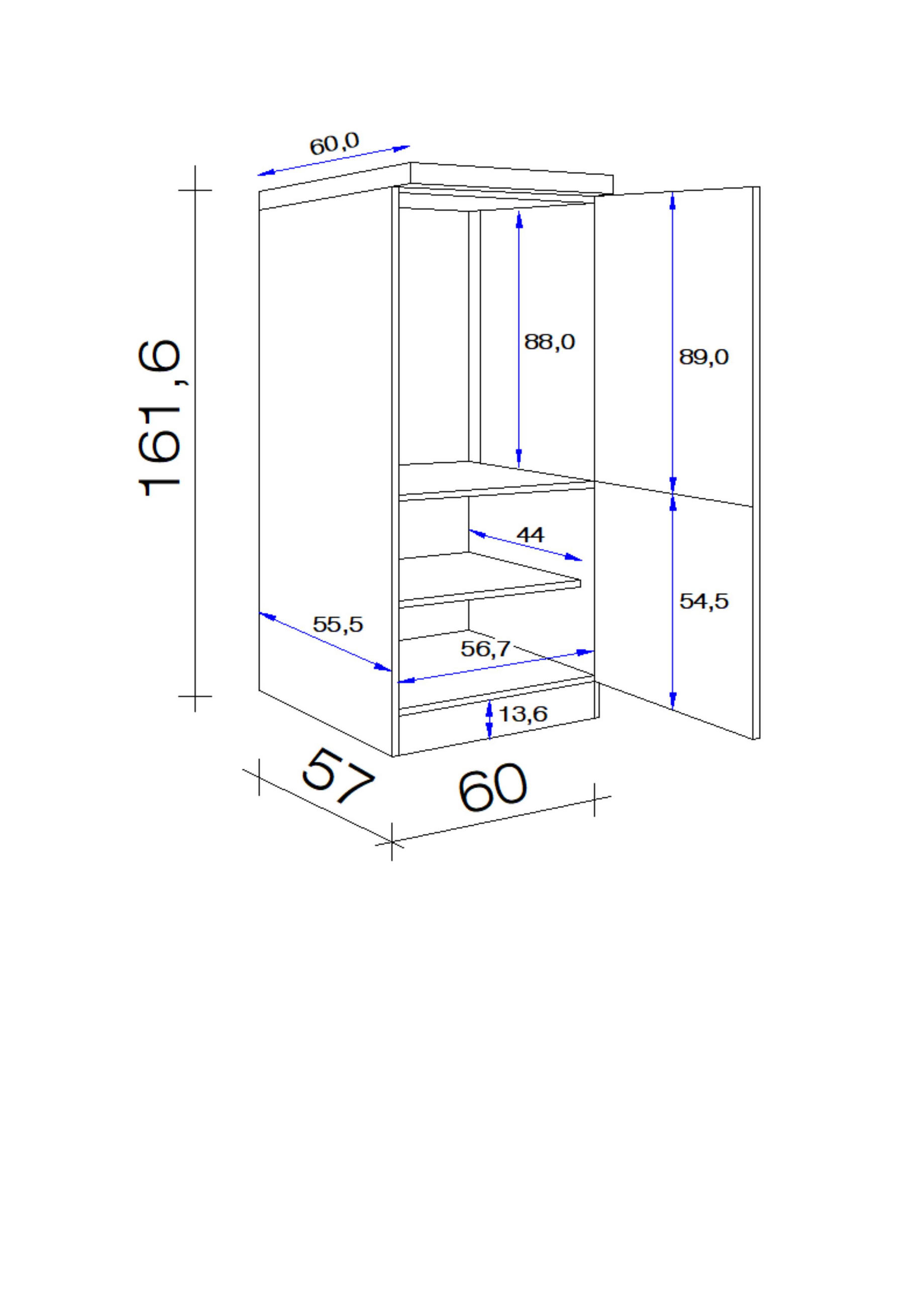GERÄTEUMBAUSCHRANK 60/161,6/60 cm in Kaschmir - Kaschmir/Edelstahlfarben, MODERN, Holzwerkstoff/Metall (60/161,6/60cm) - FlexWell