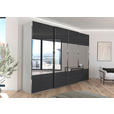 SCHWEBETÜRENSCHRANK  in Schwarz, Seidengrau  - Chromfarben/Seidengrau, Design, Glas/Holzwerkstoff (316/223/68cm) - Novel