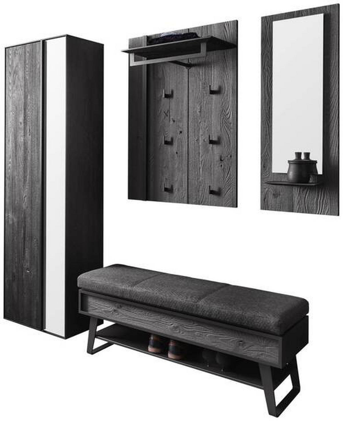 GARDEROBE 4-teilig  in 201/196/41 cm  - Anthrazit, Design, Glas/Holz (201/196/41cm) - Johann Jakob
