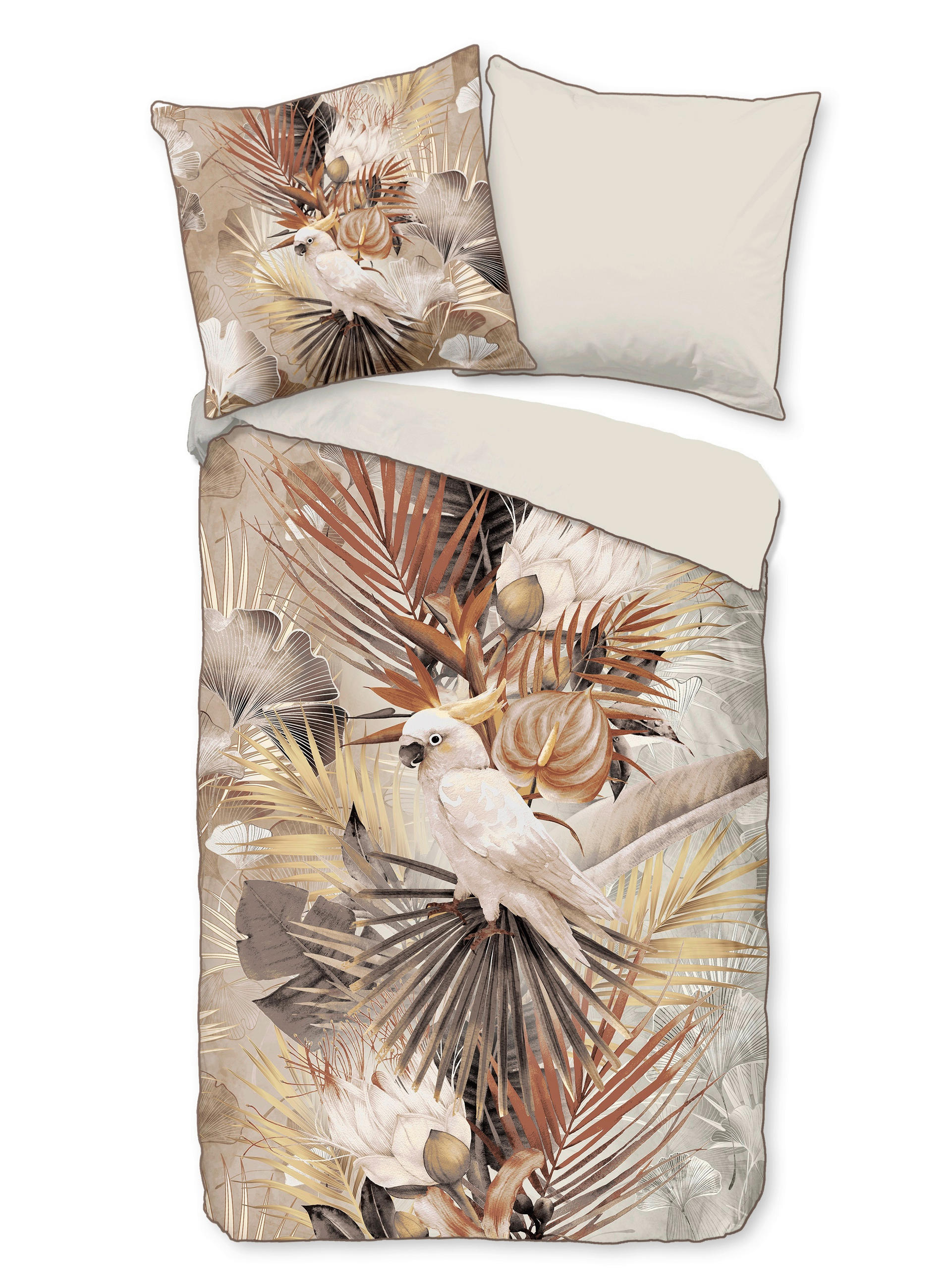 WENDEBETTWÄSCHE Pippa Satin 155/220 cm  - Taupe/Beige, Natur, Textil (155/220cm)