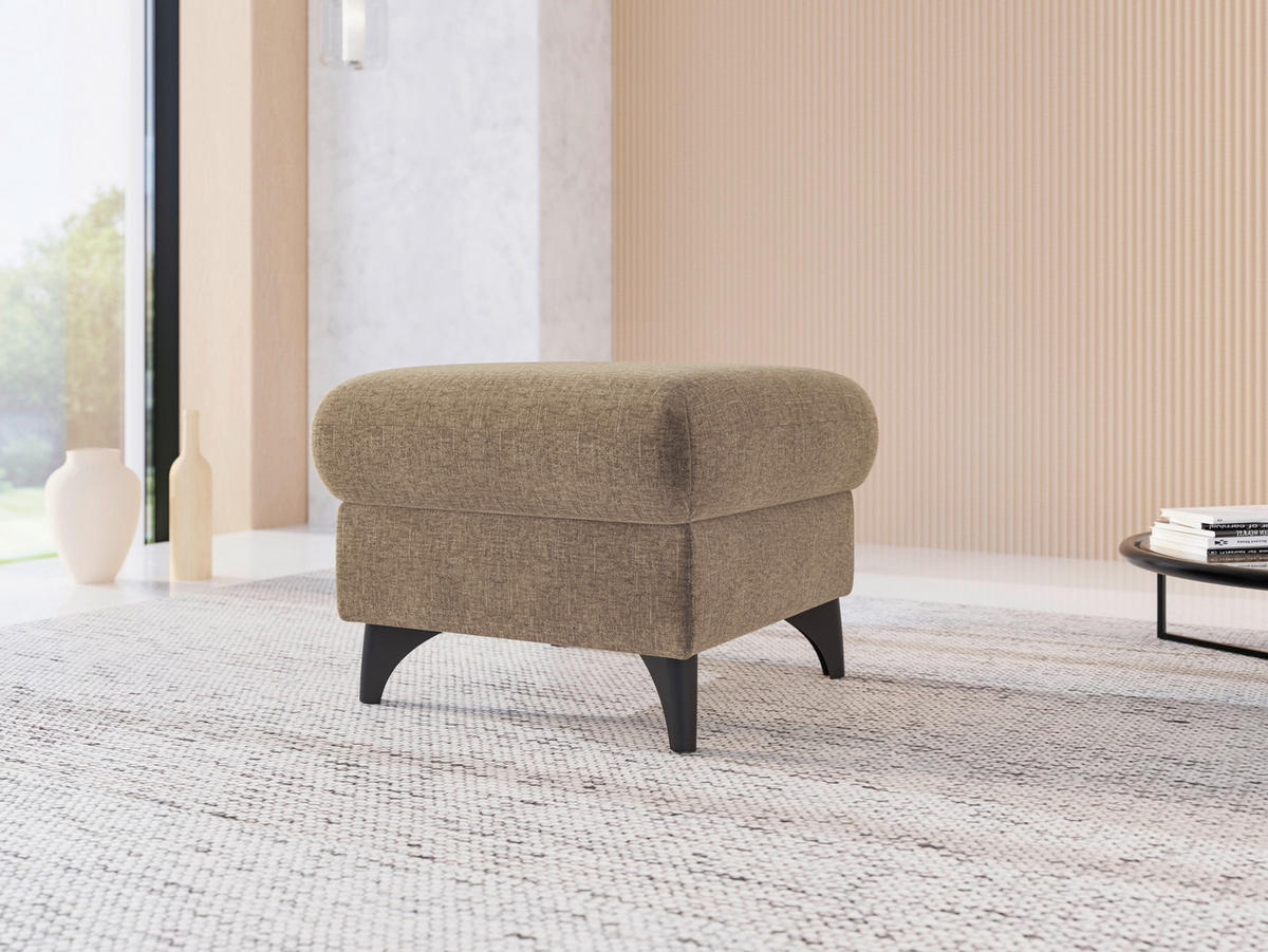 HOCKERTextil Hellbraun  - Hellbraun/Schwarz, Konventionell, Textil/Metall (58/48/58cm) - Sit & More