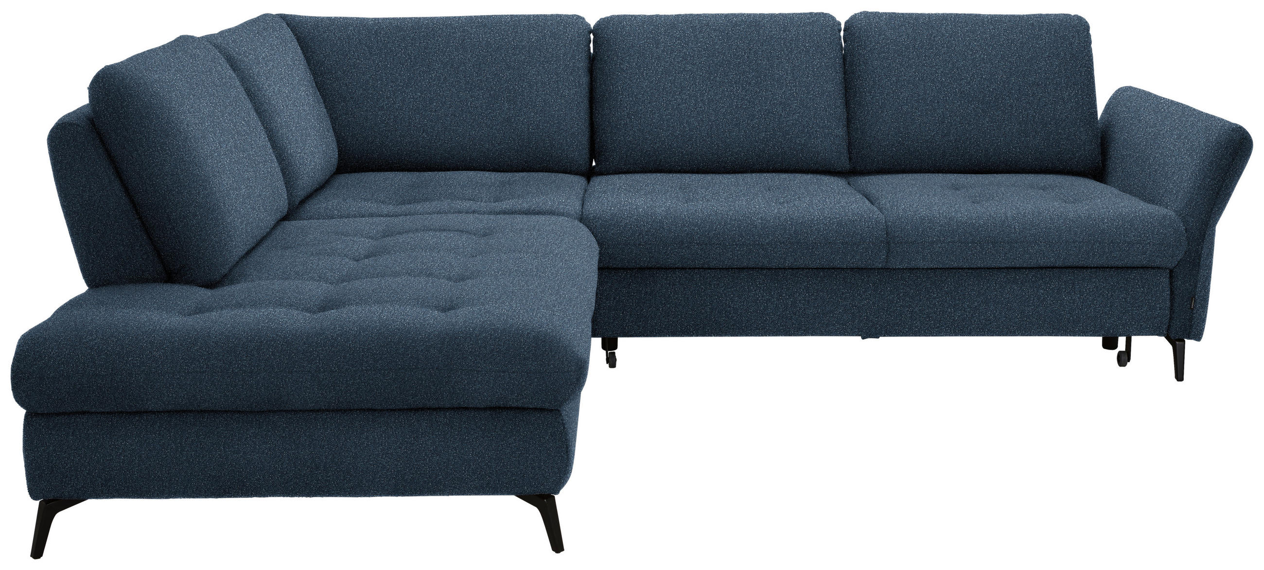 ECKSOFA Blau Bouclé  - Blau/Schwarz, Natur, Textil/Metall (233/288cm) - Valnatura