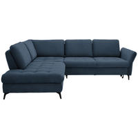 ECKSOFA in Bouclé Blau  - Blau/Schwarz, Natur, Textil/Metall (233/288cm) - Valnatura
